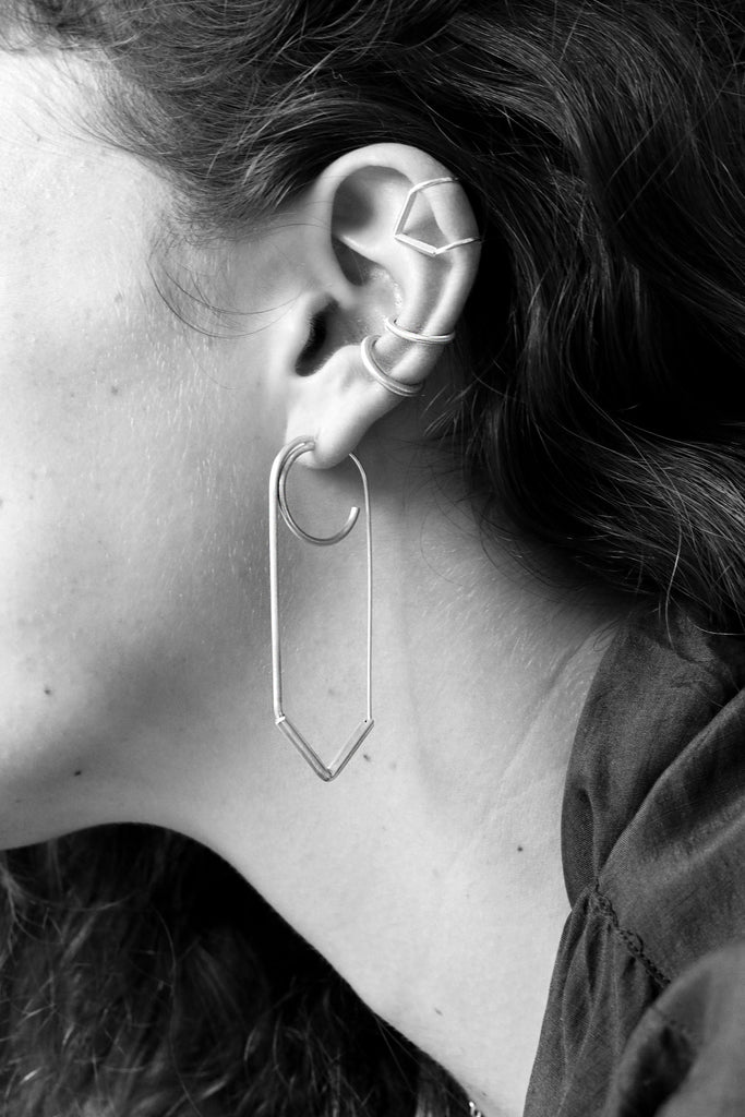 Silver Petite Safety Pin Earrings | En Route Jewelry